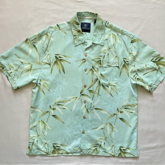 Jamaica Jaxx Island Outfitters Men’s  100% Silk Green Hawaiian Shirt Size XL - Picture 1 of 7
